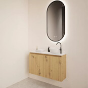 Toiletmeubel Gliss Echo Artisan Eiken 100x50cm met Wit toppaneel