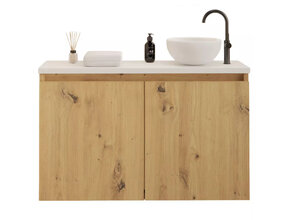 Toiletmeubel Gliss Echo Artisan Eiken 100x50cm met Wit toppaneel