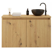 Toiletmeubel Gliss Echo Artisan Eiken 100x50cm met Wit toppaneel