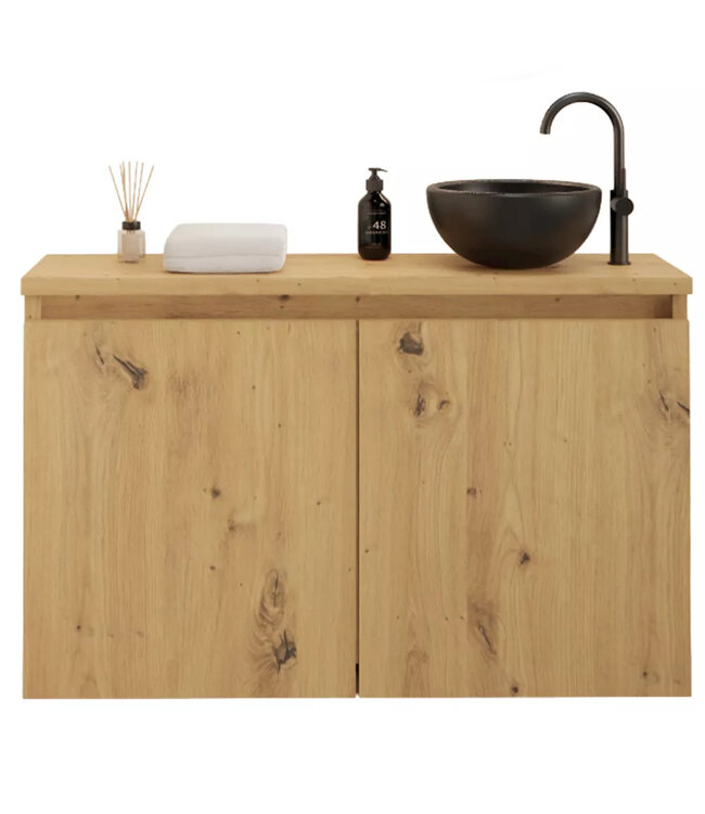 Toiletmeubel Gliss Echo Artisan Eiken 100x50cm met Wit toppaneel