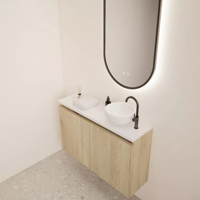 Toiletmeubel Gliss Echo Evoke Eiken 100x50cm met Wit toppaneel