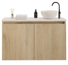 Toiletmeubel Gliss Echo Evoke Eiken 100x50cm met Wit toppaneel