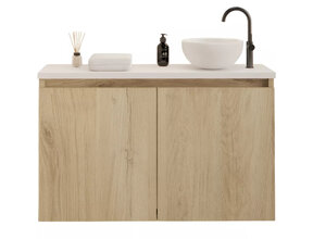 Toiletmeubel Gliss Echo Evoke Eiken 100x50cm met Wit toppaneel