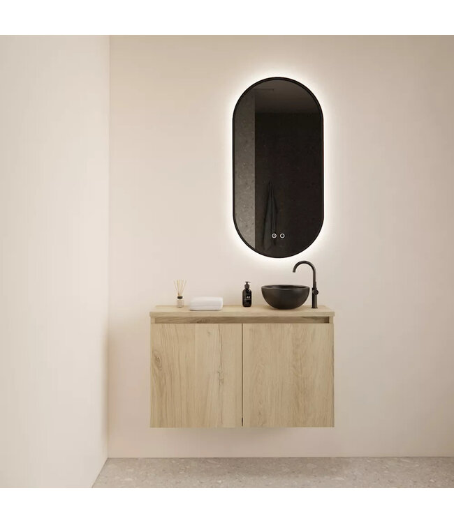 Toiletmeubel Gliss Echo Evoke Eiken 100x50cm met Wit toppaneel