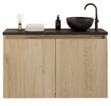 Toiletmeubel Gliss Echo Evoke Eiken 100x50cm met Zwart toppaneel