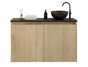 Toiletmeubel Gliss Echo Evoke Eiken 100x50cm met Zwart toppaneel