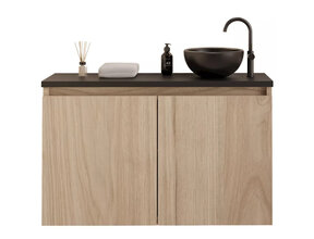 Toiletmeubel Gliss Echo Kastanje 100x50cm met Zwart toppaneel