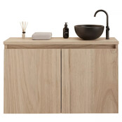 Toiletmeubel Gliss Echo Kastanje 100x50cm met Zwart toppaneel