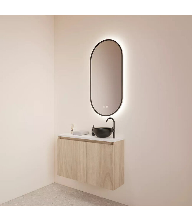 Toiletmeubel Gliss Echo Kastanje 100x50cm met Wit toppaneel