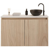 Toiletmeubel Gliss Echo Kastanje 100x50cm met Wit toppaneel