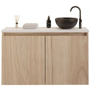 Toiletmeubel Gliss Echo Kastanje 100x50cm met Wit toppaneel