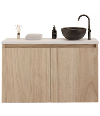 GLISS DESIGN Toiletmeubel Gliss Echo Kastanje 100x50cm met Wit toppaneel