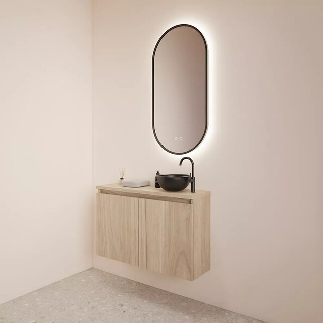 Toiletmeubel Gliss Echo Kastanje 100x50cm met Wit toppaneel