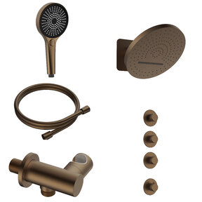 Regendoucheset inbouw Stria Tropical 3-weg Bruin Brons