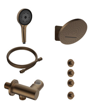 ALONI Regendoucheset inbouw Stria Tropical 3-weg Bruin Brons