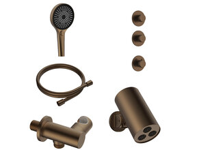 Regendoucheset inbouw Stria Cilinder 2-weg Bruin Brons