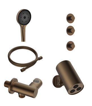 ALONI Regendoucheset inbouw Stria Cilinder 2-weg Bruin Brons