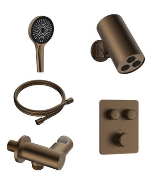 ALONI Regendoucheset inbouw Stria Cilinder SmartControl Bruin Brons