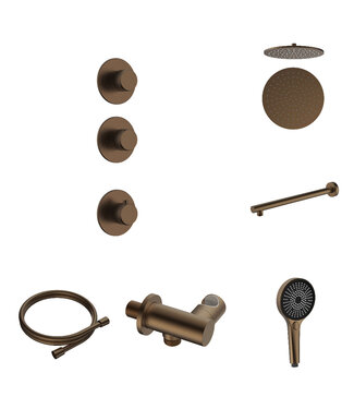 ALONI Regendoucheset inbouw Stria Rain 2-weg Wand Bruin Brons