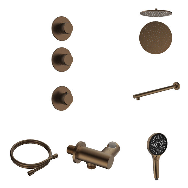 Regendoucheset inbouw Stria Rain 2-weg Wand Bruin Brons