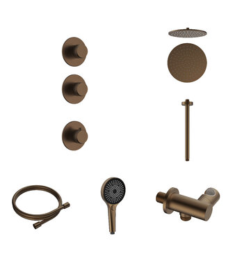 ALONI Regendoucheset inbouw Stria Rain 2-weg Plafond Bruin Brons