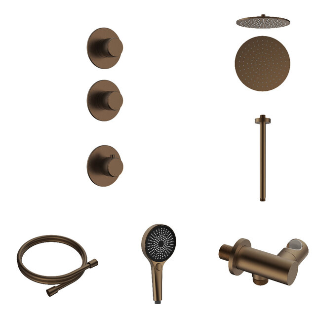 Regendoucheset inbouw Stria Rain 2-weg Plafond Bruin Brons