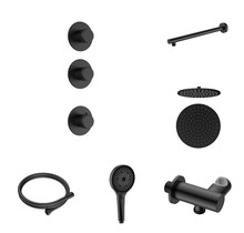 Regendoucheset inbouw Stria Rain 2-weg Wand Mat Zwart