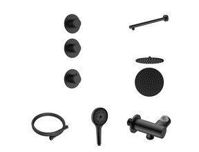 Regendoucheset inbouw Stria Rain 2-weg Wand Mat Zwart