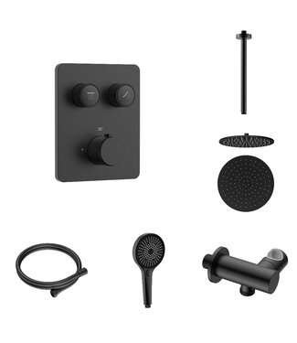 ALONI Regendoucheset inbouw Stria Rain SmartControl Plafond Mat Zwart