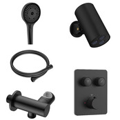 Regendoucheset inbouw Stria Cilinder SmartControl Plafond Mat Zwart