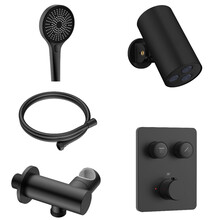 Regendoucheset inbouw Stria Cilinder SmartControl Plafond Mat Zwart