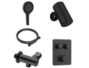 Regendoucheset inbouw Stria Cilinder SmartControl Plafond Mat Zwart