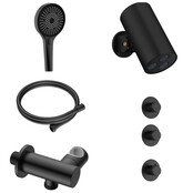 Regendoucheset inbouw Stria Cilinder 2-weg Mat Zwart