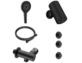 Regendoucheset inbouw Stria Cilinder 2-weg Mat Zwart