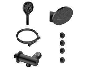 Regendoucheset inbouw Stria Tropical 3-weg Mat Zwart