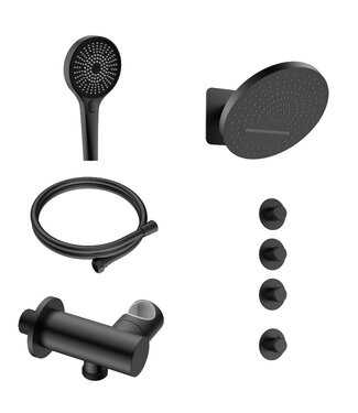 ALONI Regendoucheset inbouw Stria Tropical 3-weg Mat Zwart