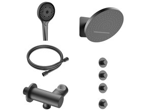 Regendoucheset inbouw Stria Tropical 3-weg Gunmetal