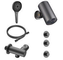 Regendoucheset inbouw Stria Cilinder 2-weg Gunmetal