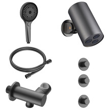 Regendoucheset inbouw Stria Cilinder 2-weg Gunmetal