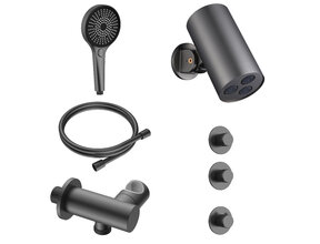 Regendoucheset inbouw Stria Cilinder 2-weg Gunmetal