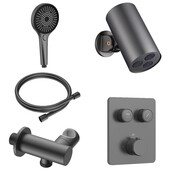 Regendoucheset inbouw Stria Cilinder SmartControl Plafond Gunmetal