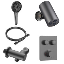 Regendoucheset inbouw Stria Cilinder SmartControl Plafond Gunmetal