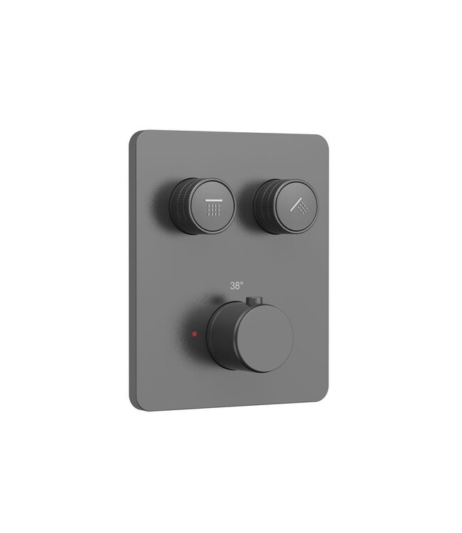 Regendoucheset inbouw Stria Cilinder SmartControl Plafond Gunmetal