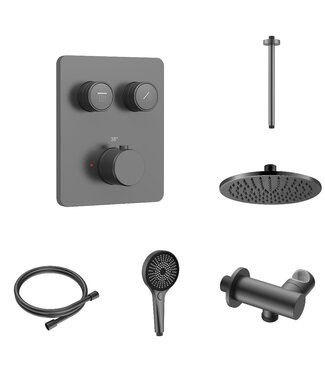 ALONI Regendoucheset inbouw Stria Rain SmartControl Plafond Gunmetal