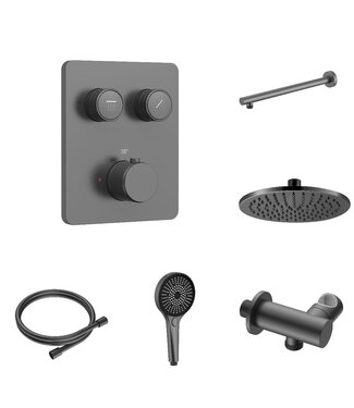ALONI Regendoucheset inbouw Stria Rain SmartControl Wand Gunmetal
