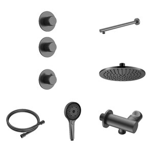 Regendoucheset inbouw Stria Rain 2-weg Wand Gunmetal