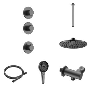 Regendoucheset inbouw Stria Rain 2-weg Plafond Gunmetal