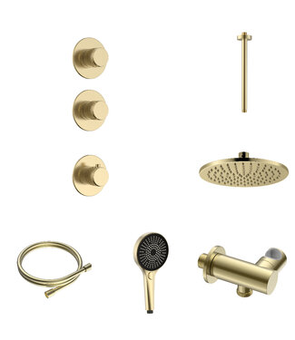 ALONI Regendoucheset inbouw Stria Rain 2-weg Plafond Mat Goud