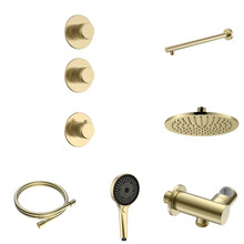 Regendoucheset inbouw Stria Rain 2-weg Wand Mat Goud