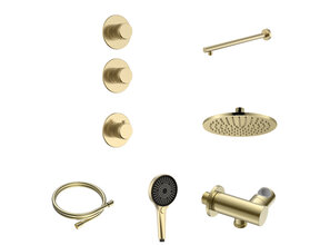 Regendoucheset inbouw Stria Rain 2-weg Wand Mat Goud